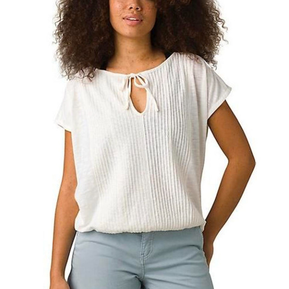 Prana Tops - PRANA Women's Ocupas Popover Top Medium Soft White Pintuck Short Sleeve NWT